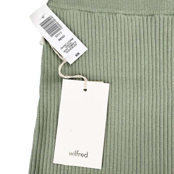 NWT WILFRED Aritzia Reso High Waisted Knit Mini Skirt Size Medium Sage Green - Picture 5 of 8